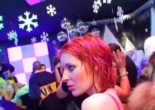 Girls exceeding the dance floor suck total stranger's cocks