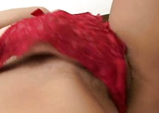 Asian Lorelei in the air red lingerie trinket fucks